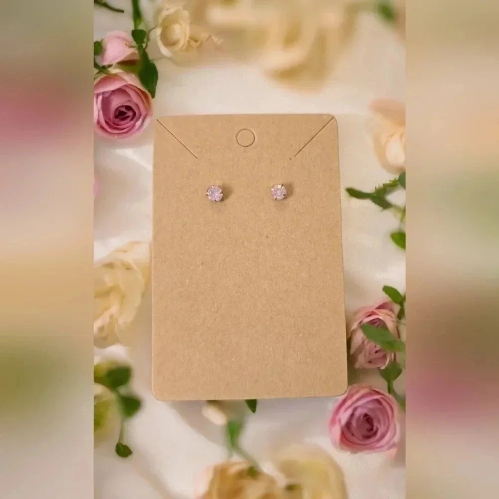 Gold Plated Light Pink Rhinestone Stud Earrings